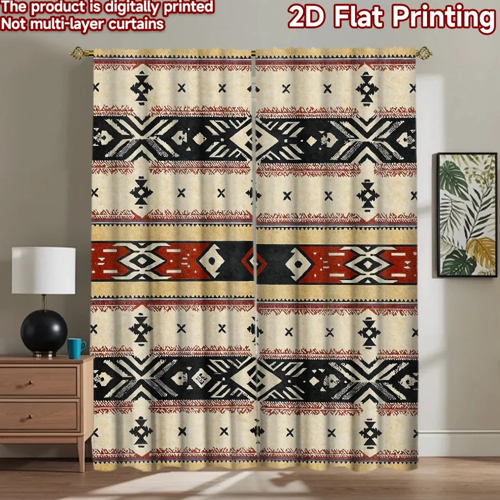 1 Stück 2D flacher Fotohintergrund, Banner mit geometrischem Tribal-Design (2), 100 % Polyester, perfekt für Familienfeiern