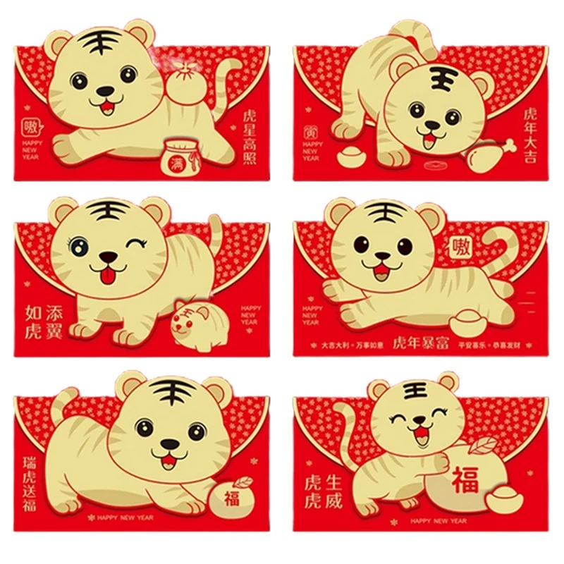 

Hongbao Paper Red Envelopes Lucky Red Packet Cute Money Bag Tiger Spring Festival Supplies Chinese New Year Hongbao