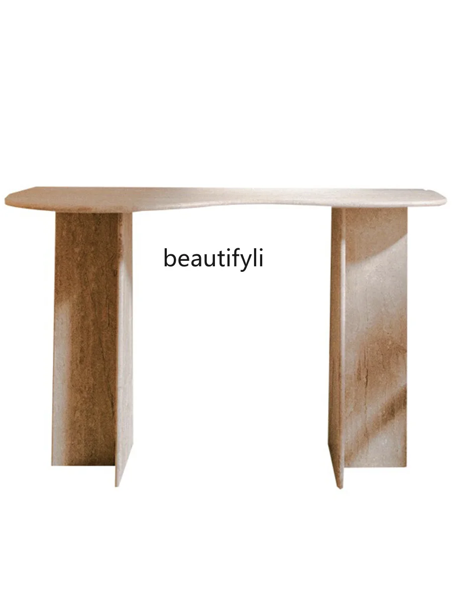 

Nordic Simple Console Tables Natural Marble Porch Table Light Luxury Creative Cave Stone a Long Narrow Table