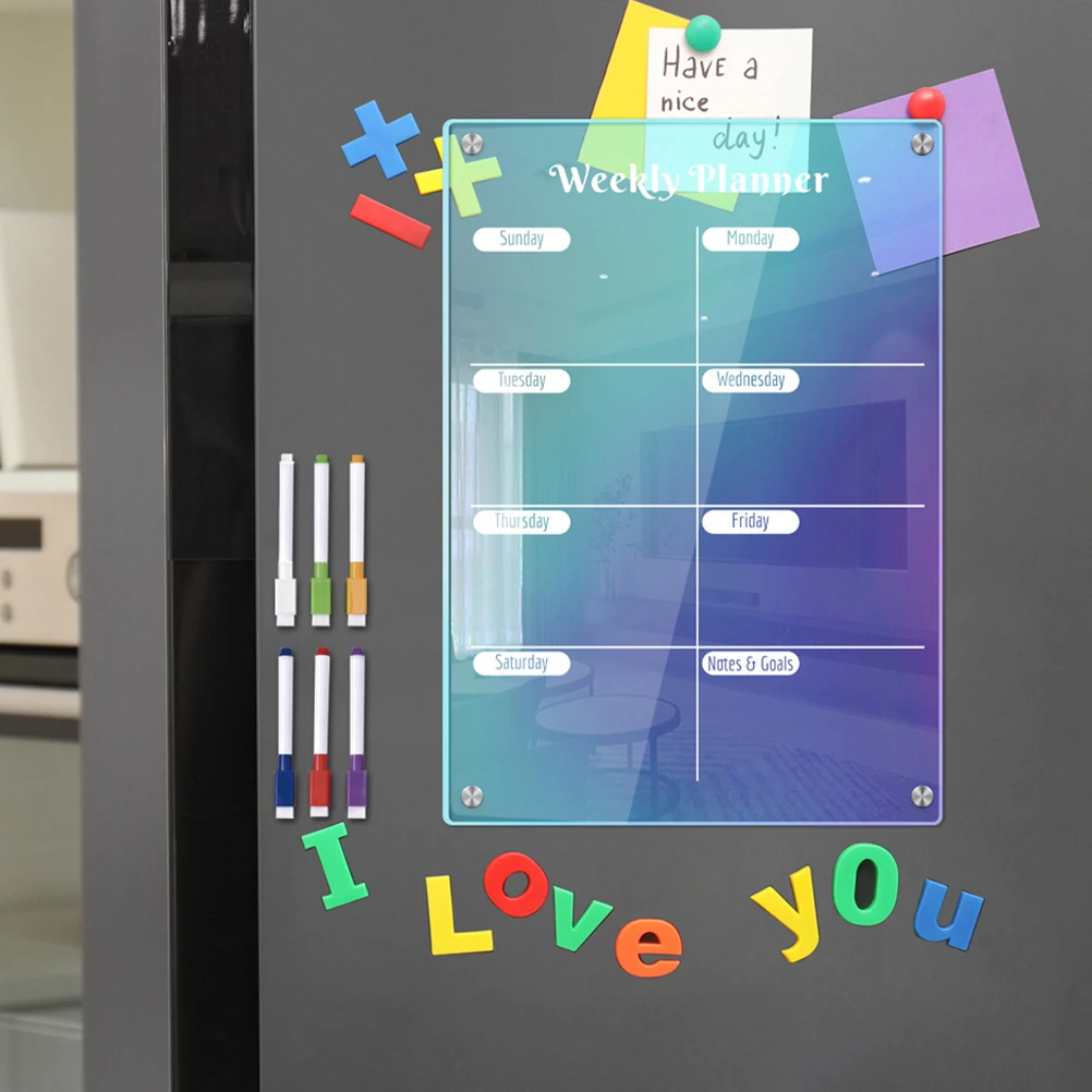 

1 set Magnetic Writing Board Set Clear Planner for Kitchen Fridge Schedule Dry Erase Boards Message Board Garden Supplies