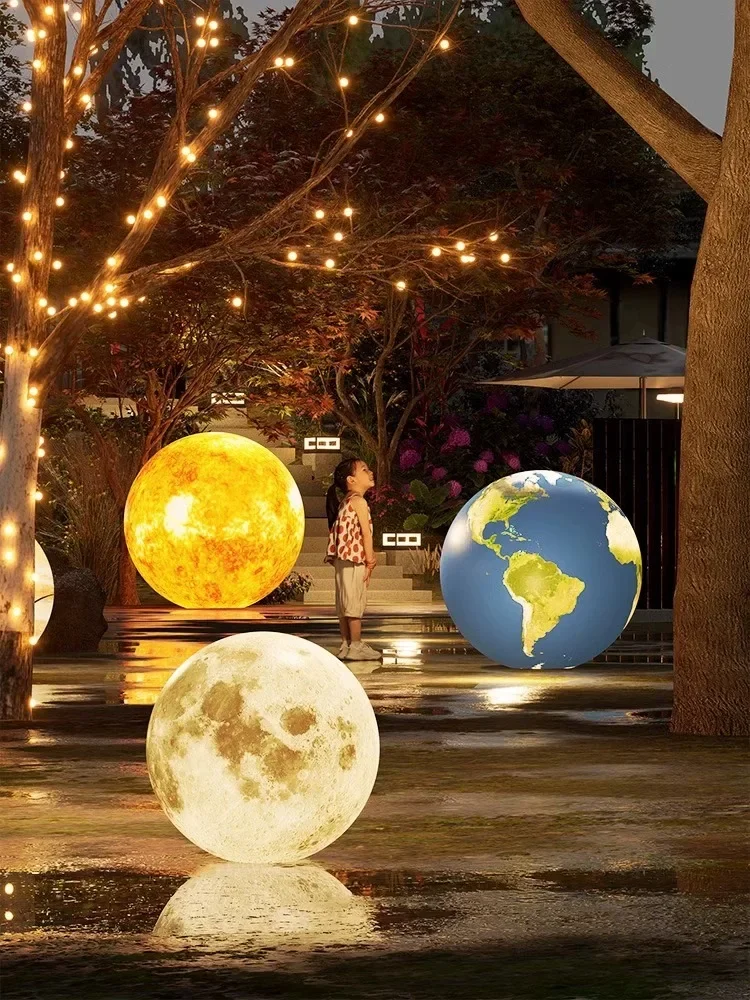 Solar Moon Lamp Outdoor Waterproof Creative Planet Landscape Lawn Yard Light for Atmosphere Decoration