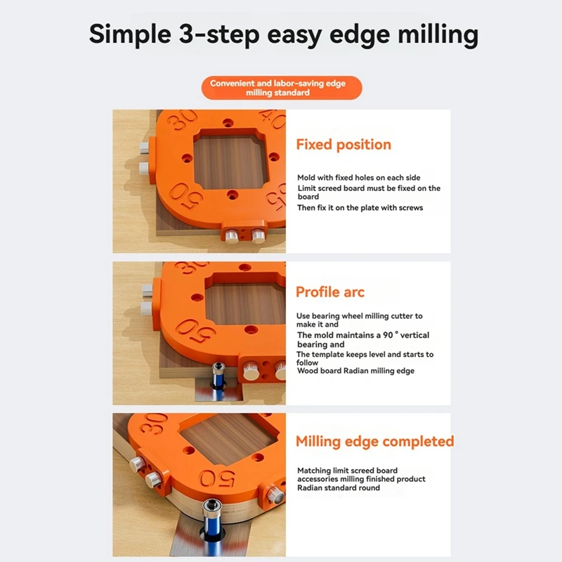 AT02-Panel Kayu R10-R50 Router Meja Bit Jig Busur Sudut Sudut Templat Woodworking Router Sudut Radius Templat Jig