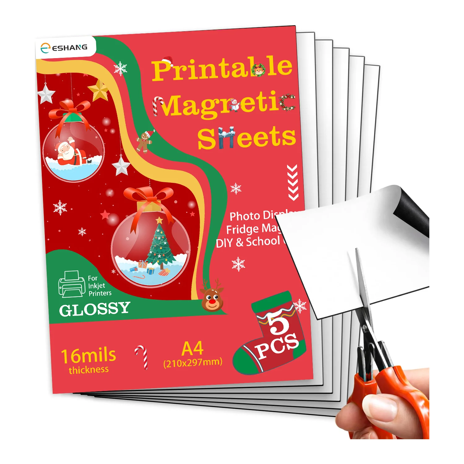 5 Sheets Glossy Magnetic Paper for DIY 8.3x11.7 Inch Flexible Non-Adhesive Inkjet Printable Magnets Car & Office Supplies