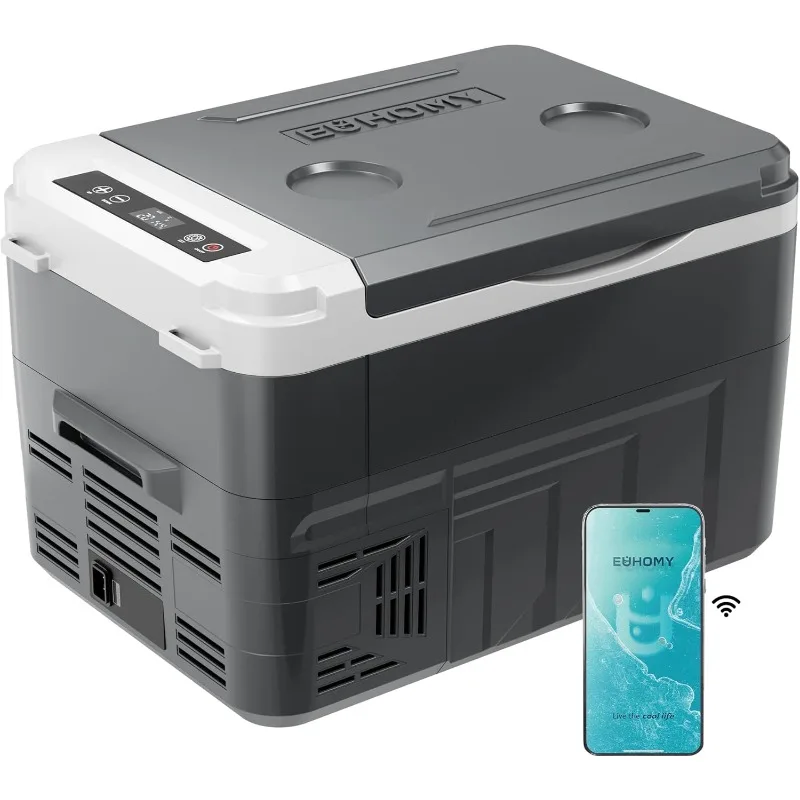 EUHOMY 12 Volt Refrigerator, 17 Quart (15L) Compressor Electric Cooler APP Control, Car Fridge 12/24V DC & 120-240V AC