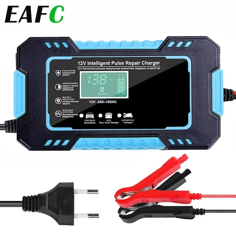 12V Intelligent Car Motorcycle Battery Charger Overheat Overcharge Multiple protection with LCD Display Car Charger Accessories