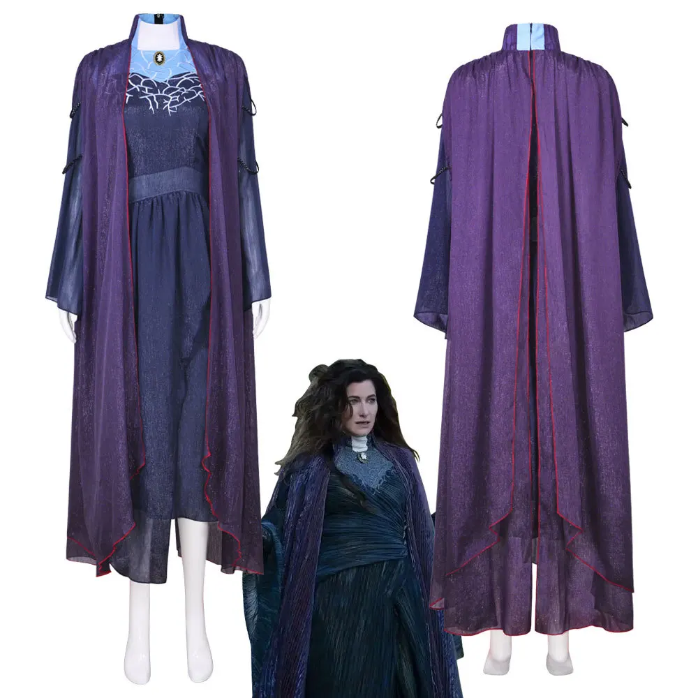 

Agatha Harkness Witch Agatha TV All Along Cosplay Costume Prop Women Necklace Blue Trench Coat Holloween Party Roleplay Uniform