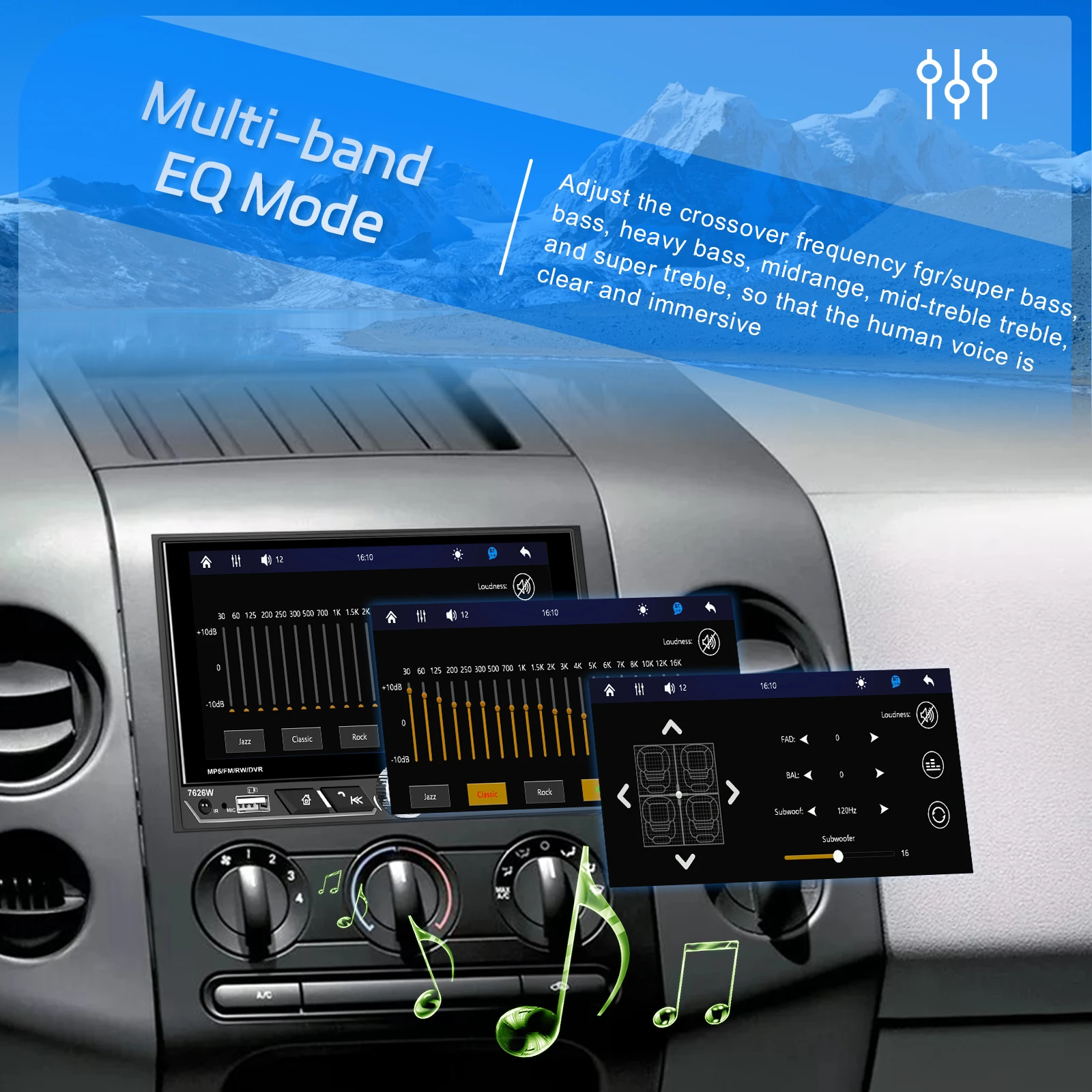 مشغل Hikity 2Din MP5 مقاس 6.8 بوصة مشغل وسائط متعددة لاسلكي Carplay Android Auto Type-C شحن سريع EQ Sound FM/AM/RDS ستيريو للسيارة #5