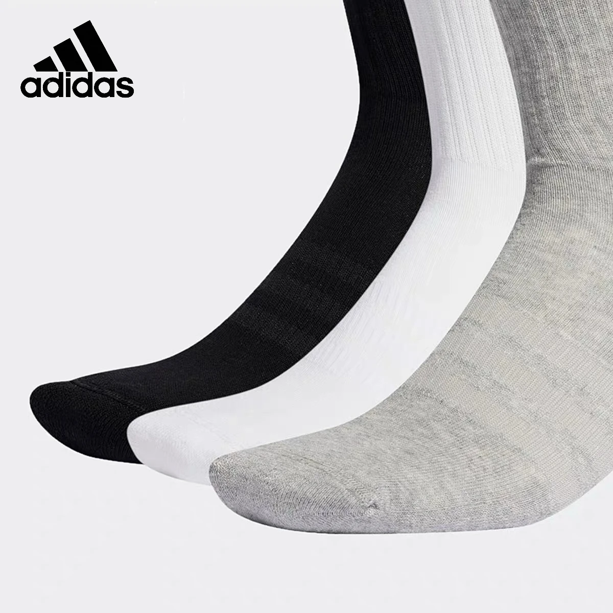 Adidas Unisex Sports Socks Breathable Soft Mid Calf Socks Men Women Daily Running Casual Training Socks 3 Pairs IC1311