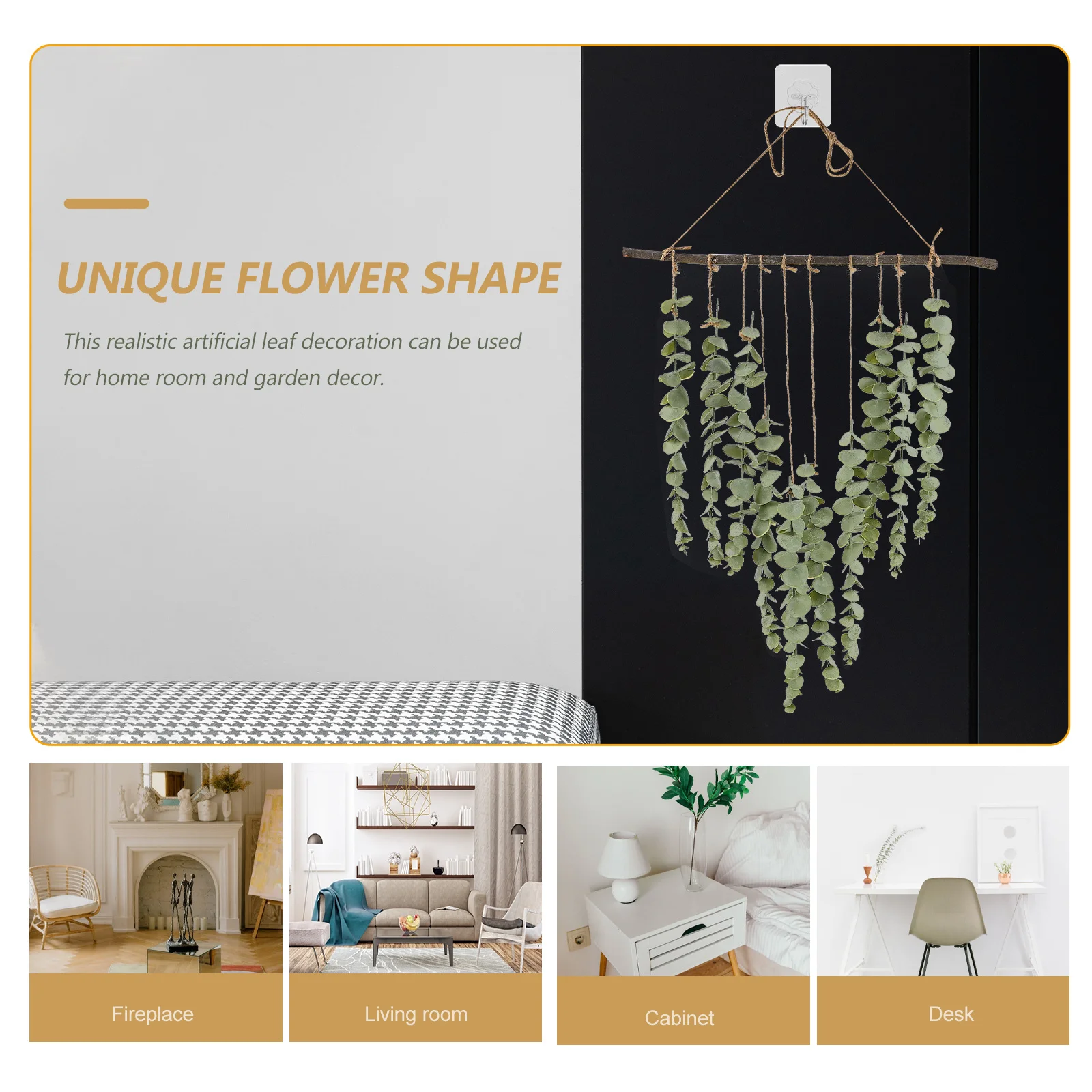 

1Set Simulation Eucalyptus Leaf Pendant Artificial Fake Plant Wall Hanging Decor for Home Garden Wedding Scene Decoration