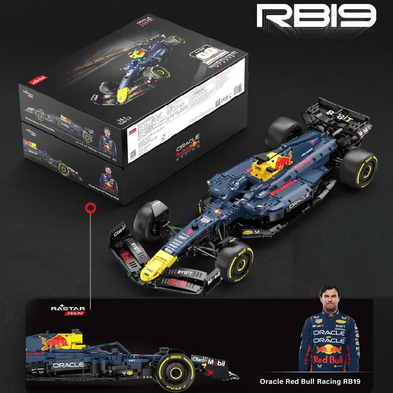 2509szt RASTAR Technic R/C 1:8 Bull F1 RB19 Bricks Super racing F1 Formula Building Blocks Samochód architektoniczny model Zabawki chłopiec Prezent