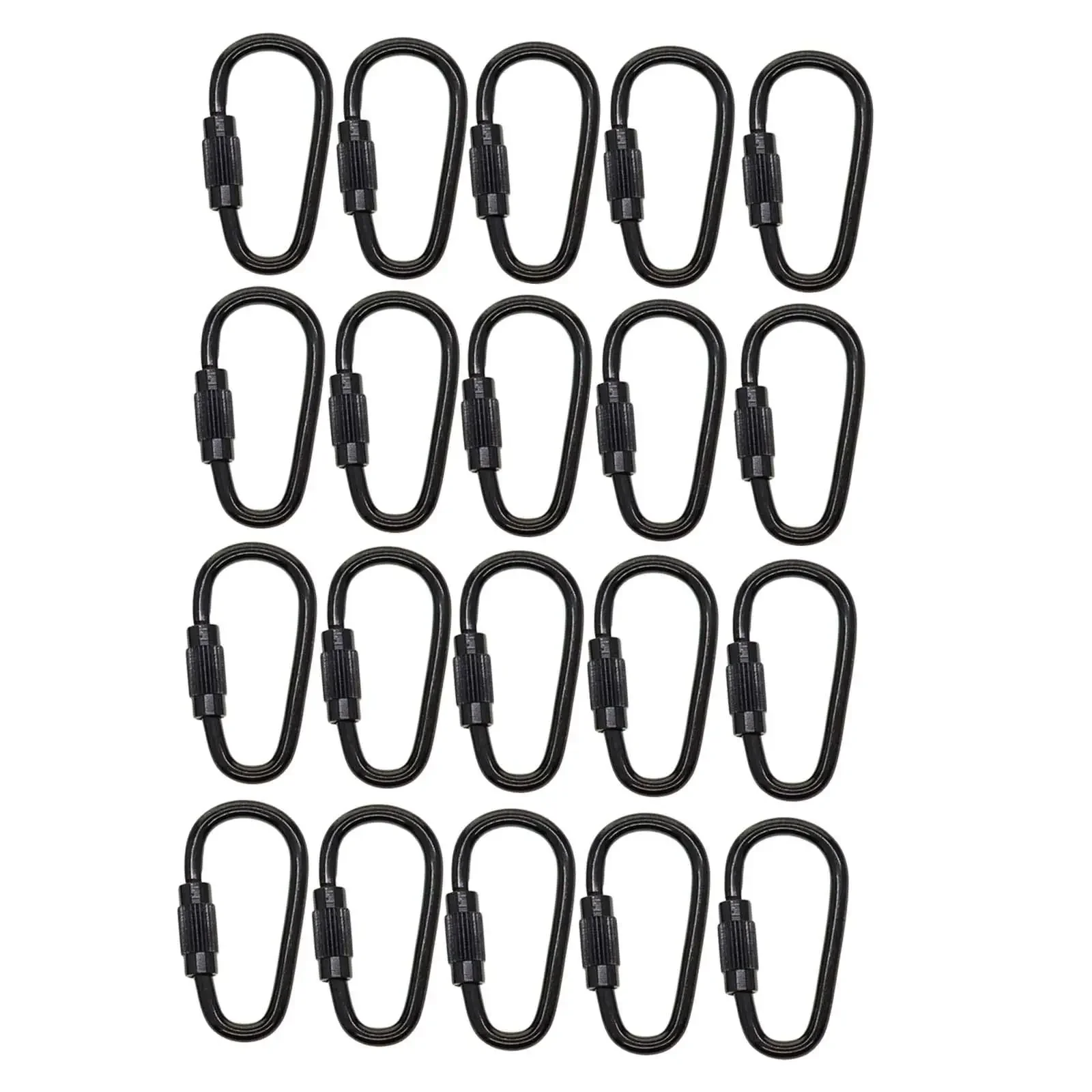 20Pcs Small Locking Carabiner Clip Screw Lock Carabiner Steel Black Hanging