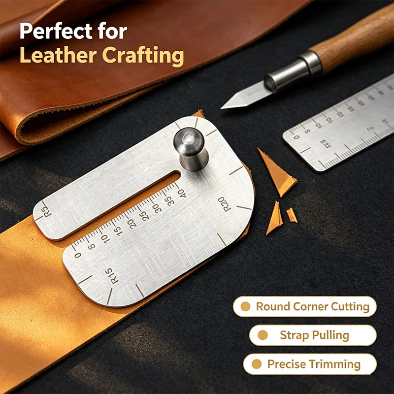 1PCS Leather Pulling Traction Board Tools to Work the Leather Stainless Steel Manual Cut Auxiliary Leather working Tools