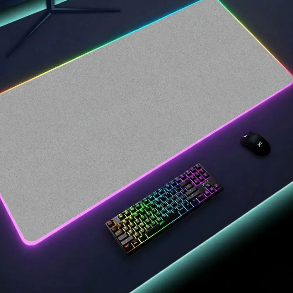 Gray Linen Style Minimalist Mouse Pad Gaming MousePad LED Table Pads Micro USB Backlit Rubber RGB Desk Mats Desktop XXL