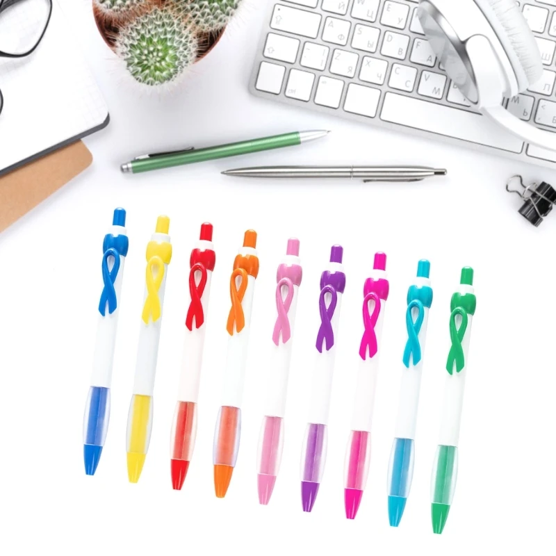 20Pcs Awareness Ribbon Ballpoint Pen, Ergonomic Grip Retractable Ballpoint Pen with Pen Clip for Office School Hospital