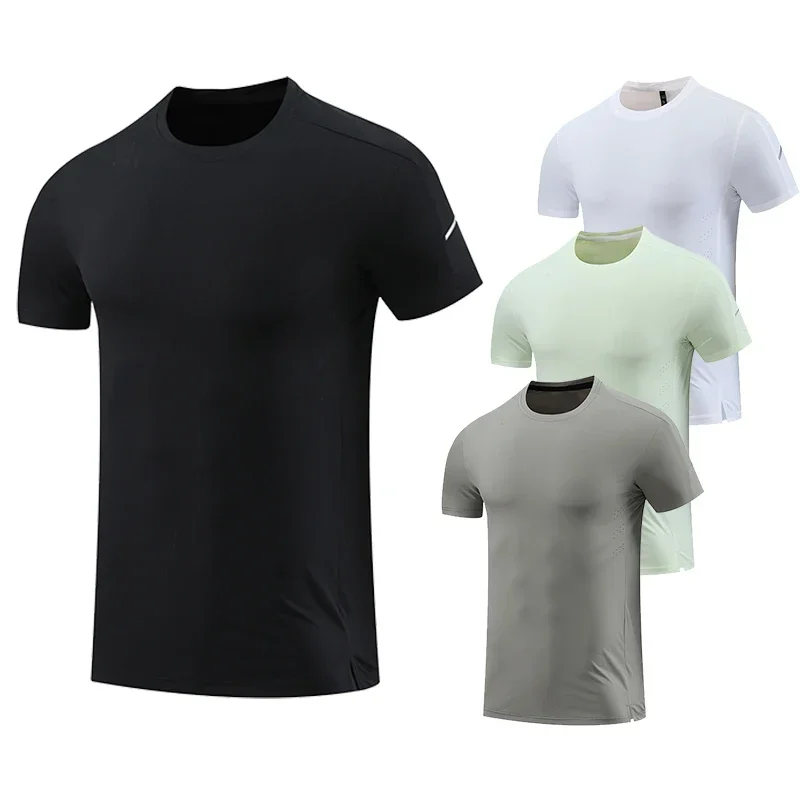 

Mens Fitness Running T-shirt Gym Jogging Sports Clothes Male High Quality Fitness Short Sleeve Top Elastic Quick Dry Sports Tees