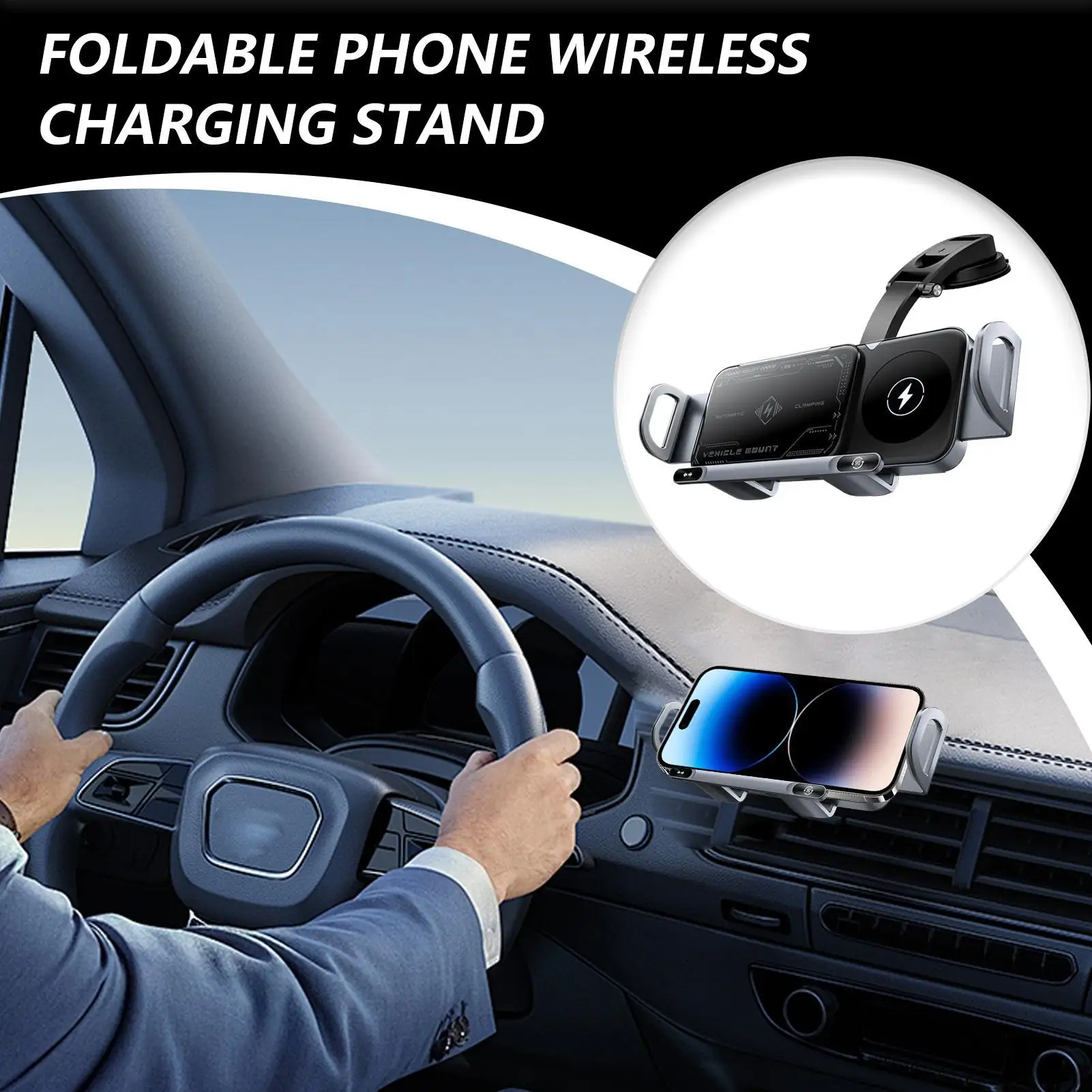 Für HUAWEI Mate X/Vivo X Fold/Samsung Galaxy Z Fold/Xiaomi MIX Fold Drahtlose Auto Halterung ladegerät Dashboard Telefon Stehen 15W Doppel