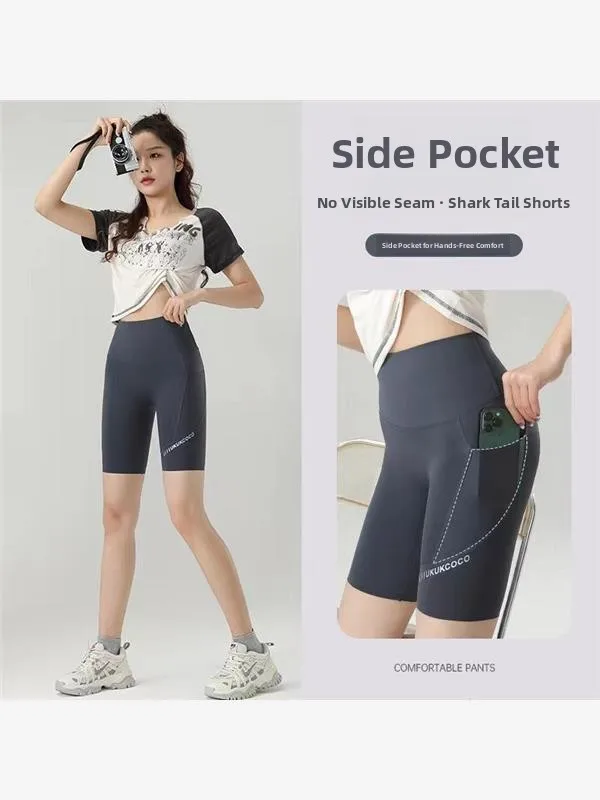 

Casual High Waist Yoga Pants Women's Summer Outdoor Thin Five-Quarter High Waist Lifting Hip Riding Abdomen Control Yoga Pants