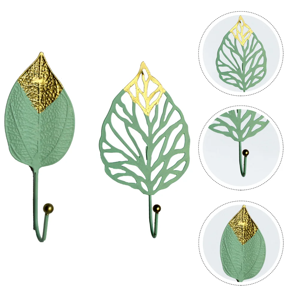 

2PCS Mini Leaf Wall Hooks Iron Thick Material Strong Smooth Polishing Creative Shape Practical Bedroom