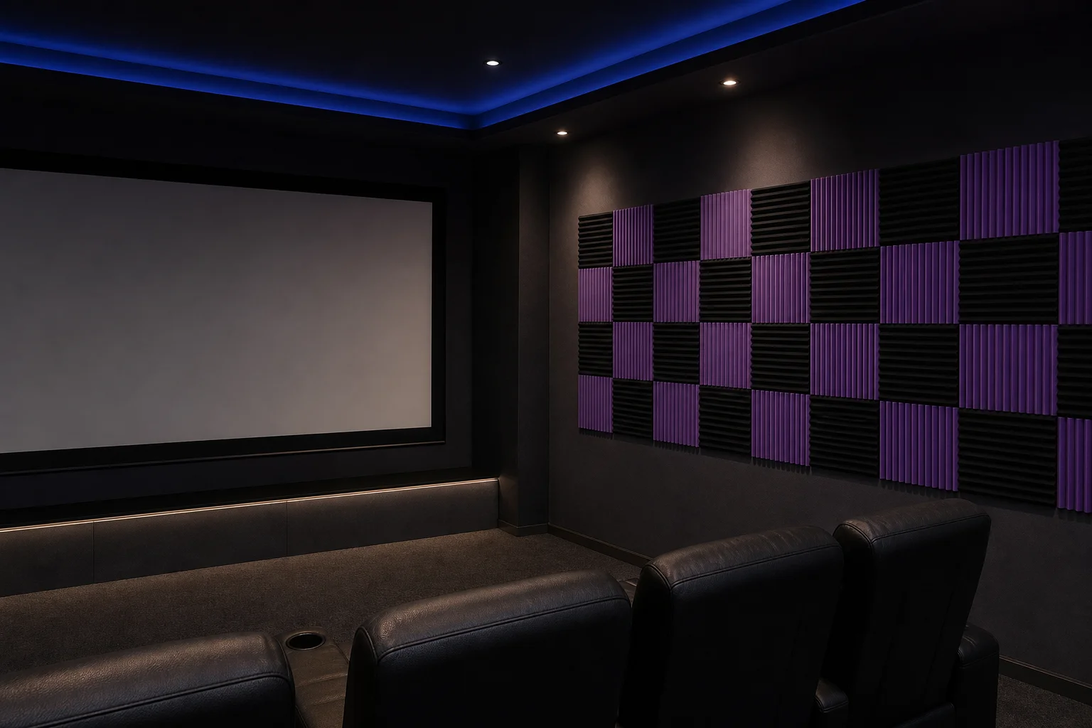 52Pcs Black Purple Sound Absorbing Acoustic Foam Panels Equipped Double Sided Adhesive Tape Sound Insulation Sponge for Recording Studio E-sports Gaming Room Broadcast Hall