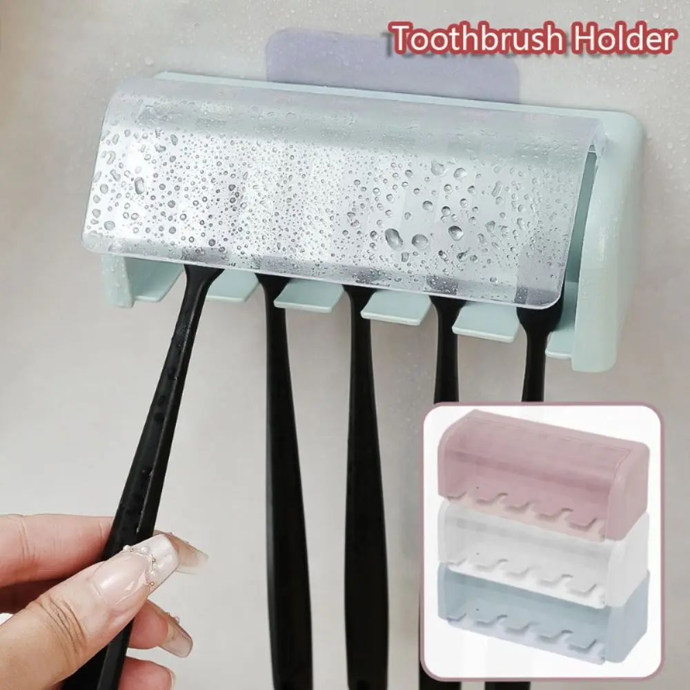 Dustproof Toothbrush Holder Punch-free Wall-mounted Toothpaste Holder Portable Waterproof Storage Rack Bathroom Accessories