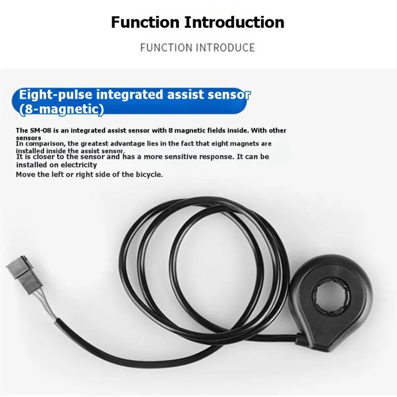 A19F-Electric Bicycle Pedal Assist Sensor, Left-Side Integrated 8 Magnet Hall PAS Sensor For Ebike Conversion Kit