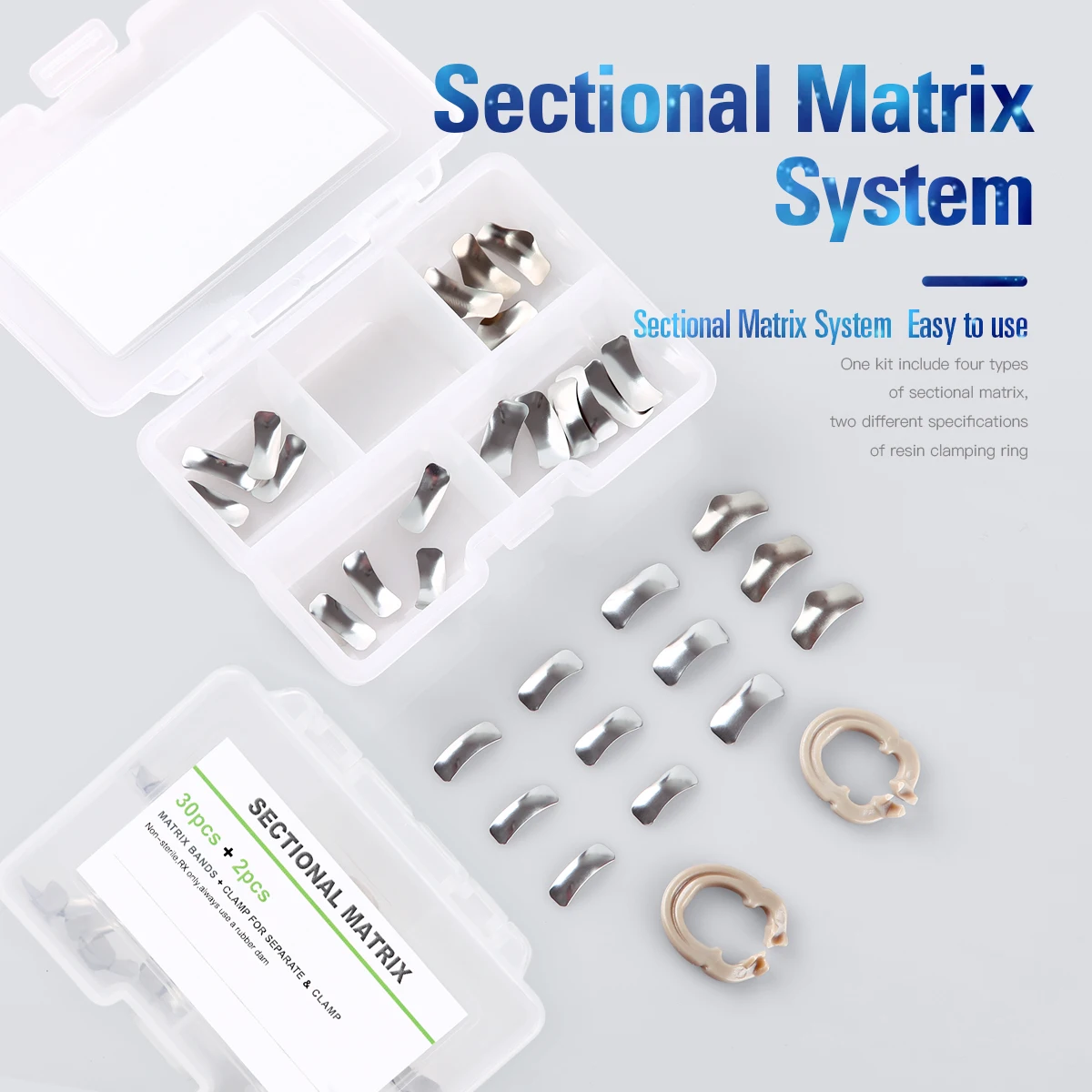 AZDENT Matrix Bands Clamp Sectional Contoured Matrix System Metal Matrices Clamping Rings Narzędzia dentystyczne