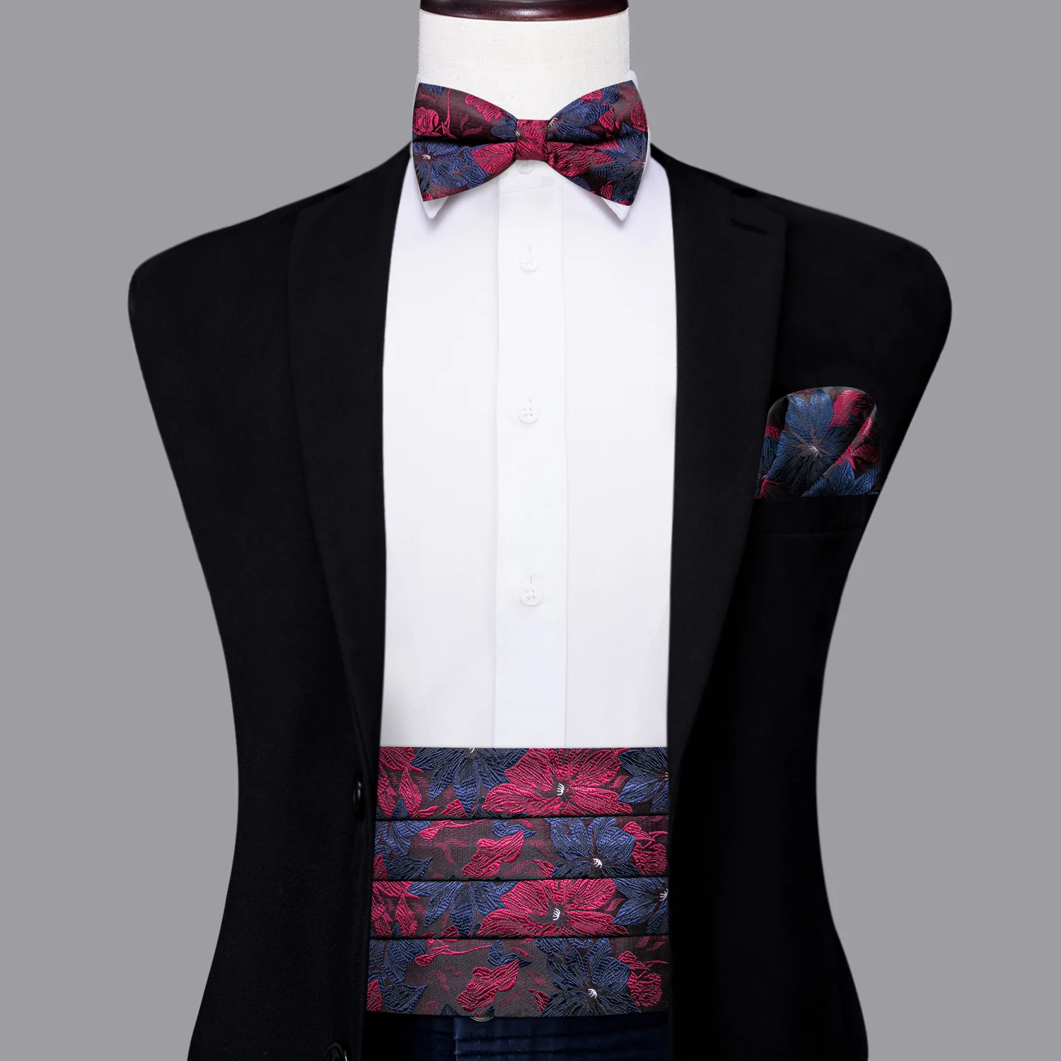 

Hi-Tie Luxury Designer Floral Maple leaves Cummerbund Bow tie Set Formal Tuxedo Corset Elastic Belt for Men Wedding Cummerbunds