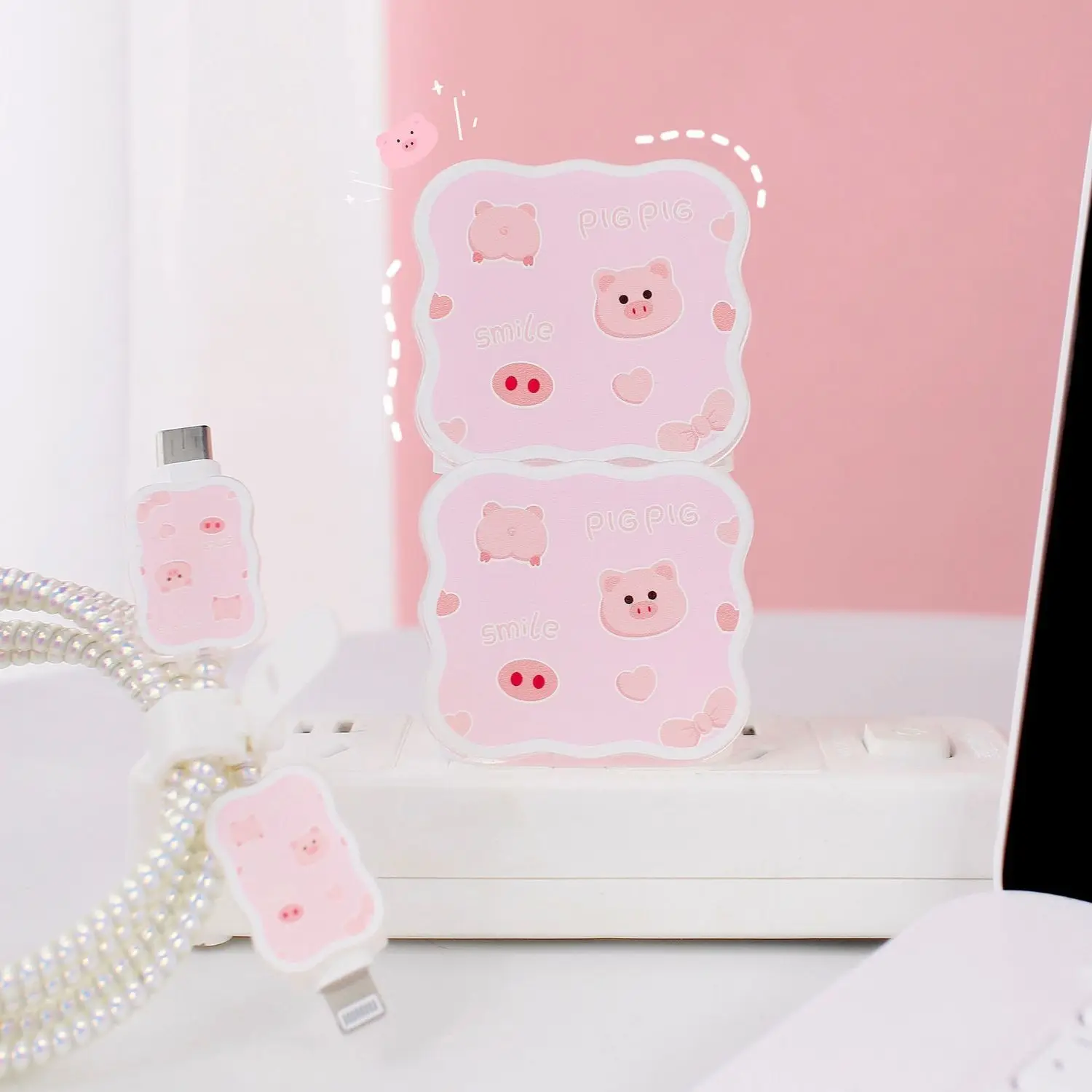 For Apple Iphone 18W/20W Charger Case Data Cable Protectors Charger Head Case Cartoon Pig Phone Power Adapter Protective Sleeve