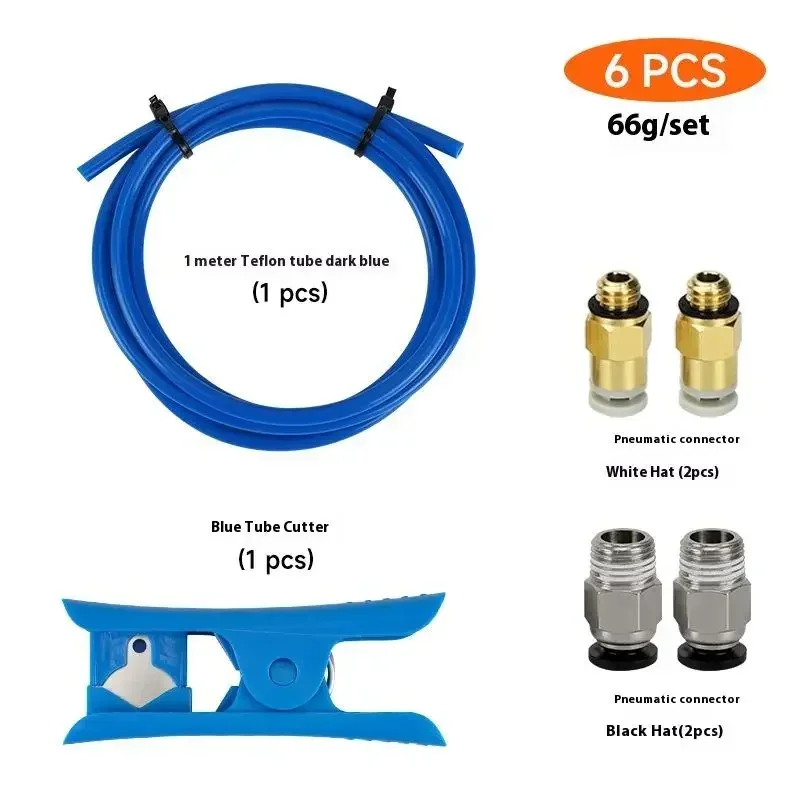 

6 шт./компл., 1 м трубка из ПТФЭ 2*4 мм PC4-01 PC4-M6, пневматический разъем, детали 3D-принтера для экструдера Боудена Creality Ender 3 1,75 мм