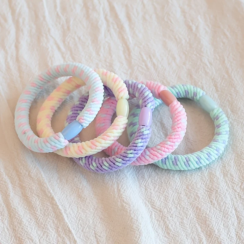 5 Stück farbige Haargummis für Damen, Haar-Accessoires, frisch und langlebig, Haargummi, elastische Haarbänder, Haarband in Eiscremefarbe