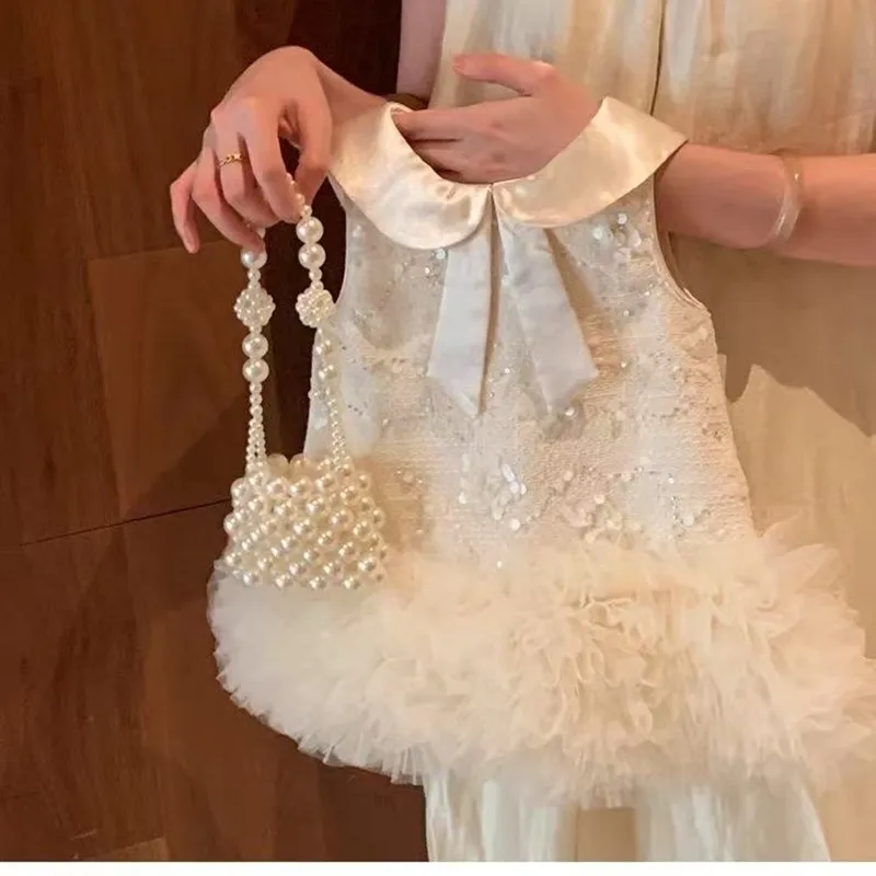 

2026 New Girls' Princess Dress Autumn And Winter Baby New Year's Dress Children's Vest Dress 80-120cm