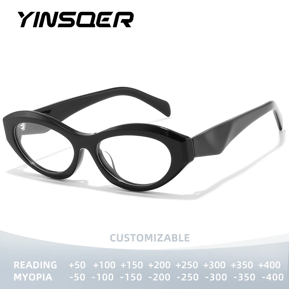 

Очки YINSQER в винтажном классическом стиле «кошачий глаз» для женщин и мужчин, блокирующие синий свет, роскошные, с возможностью индивидуальной настройки, для чтения.