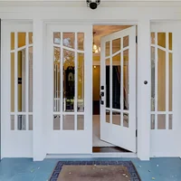 Fashionable Villa Heavy Duty French Entrance Door Thick Aluminum Frame Tempered Glass French Hinged Doors French Glass Doors 3