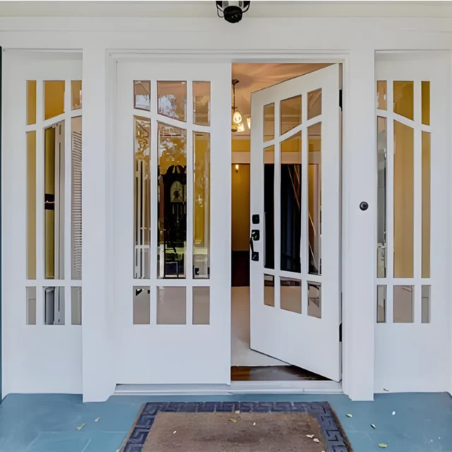 Fashionable Villa Heavy Duty French Entrance Door Thick Aluminum Frame Tempered Glass French Hinged Doors French Glass Doors 3