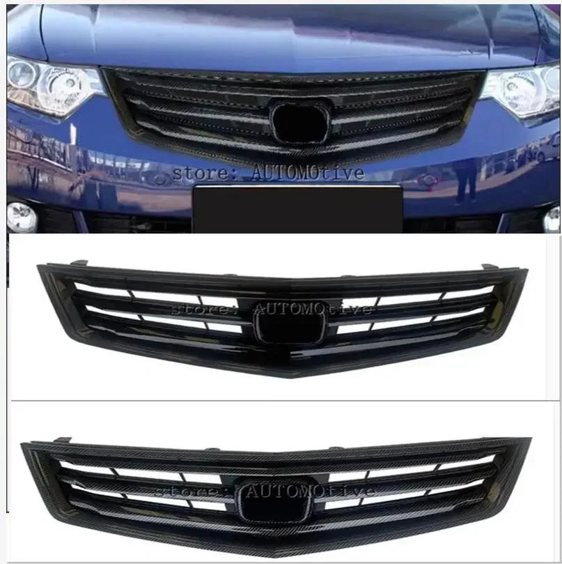 Carbon fiber, glossy black For Honda Accord MK8 Spirior 2009-2012 71121-Tl2-A00 Perfect Match Front Grills Racing Grills