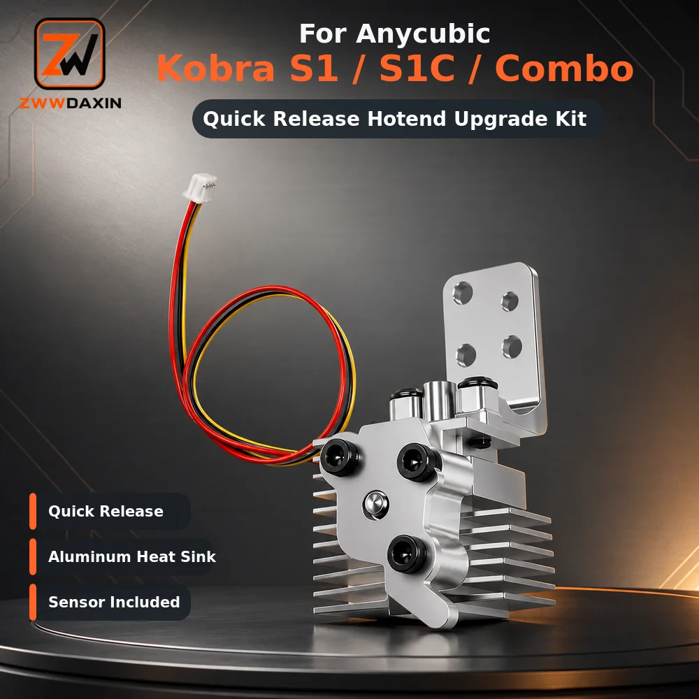 Quick Release Hotend Upgrade Kit Compatible With Anycubic Kobra S1 S1C Combo Aluminum Heat Sink Sensor Replacement 3D Printer