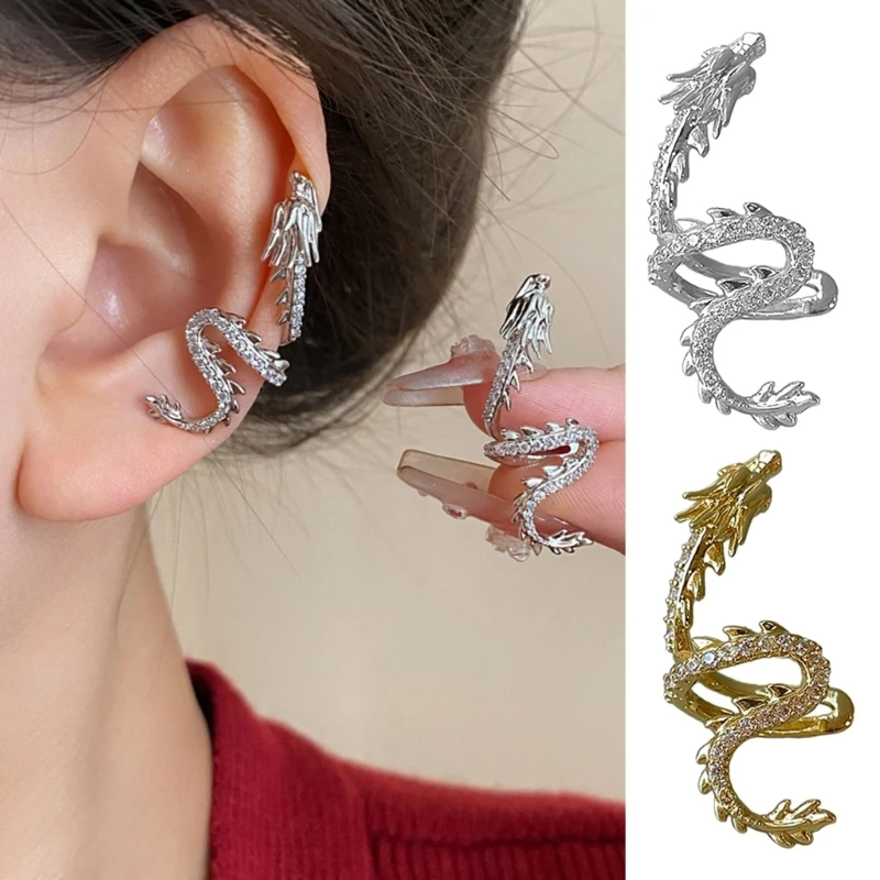 Edgy Dragon Ear Accessory Delicate Dragon Inspired Ear Cuff Individualized Ear Cuffs Exquisite Ear Wrap Clips Charm X3UD