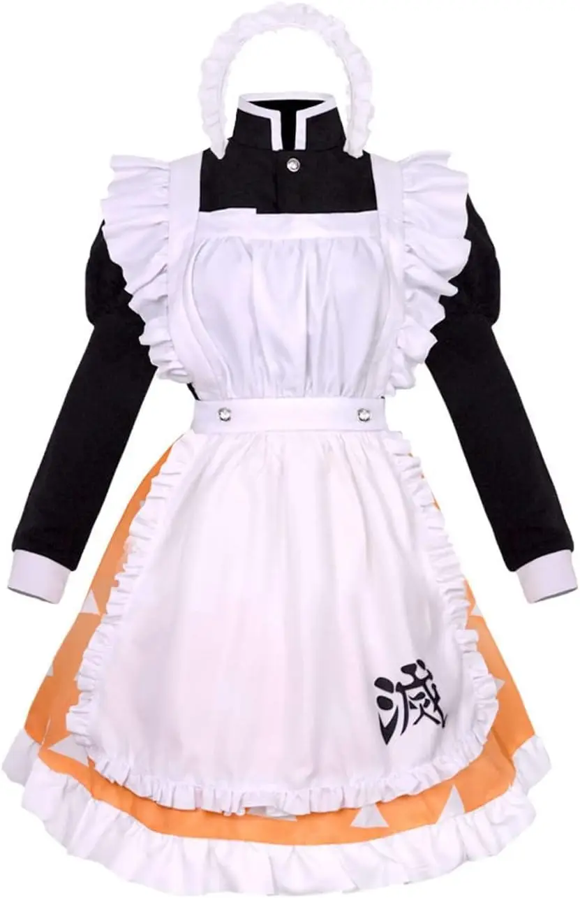 

Anime Agatsuma Zenitsu Cosplay Costume Maid Dress Uniform Halloween Outfit Set Customize