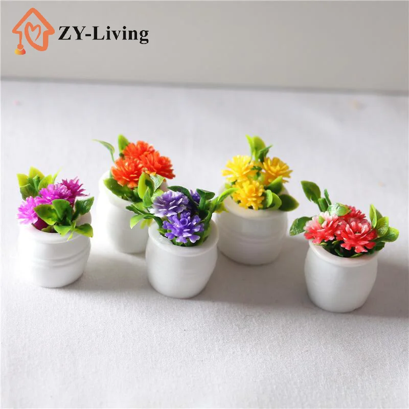 3Pcs Random Dollhouse Plant, Miniature Bonsai Plant, Mini Potted Plant, Flower Model, Small Fake Green Decorative Toyhouse