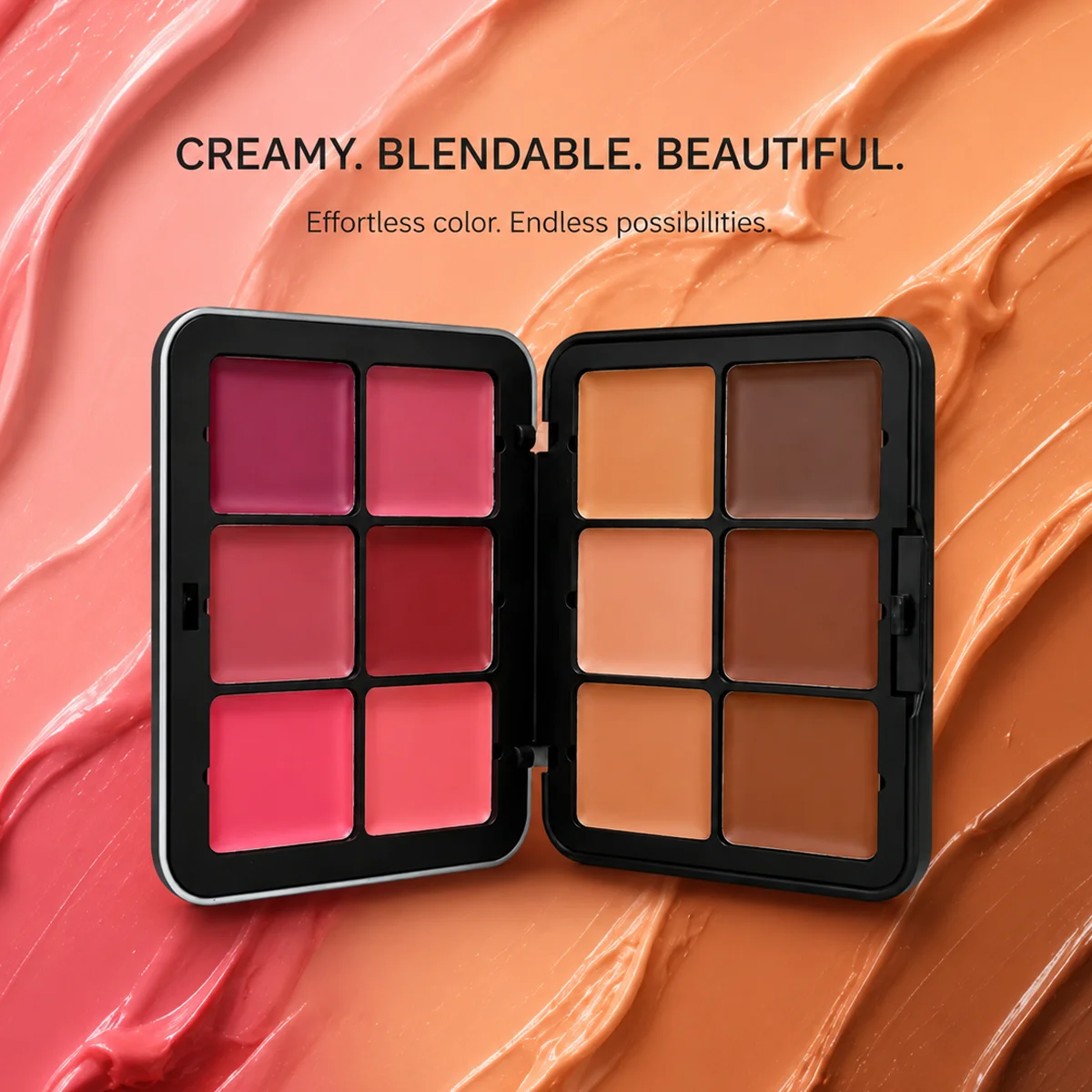 Rhinestone 12 Colors Multi‑Use Cream Makeup Palette Lip Cheek Blush Foundation Cream Portable Face Lip Cosmetic Kit