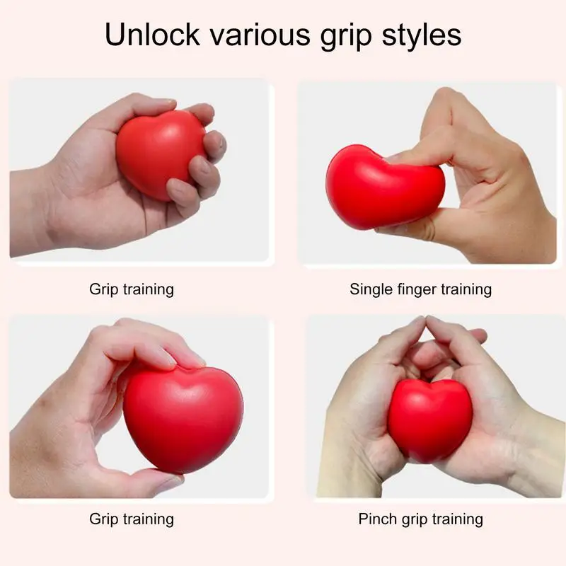 Heart Shaped Hand Grip Strength Trainer Exercise Stress Relief Squeeze Elastic Soft Heart Shaped Ball Finger Massage Ball