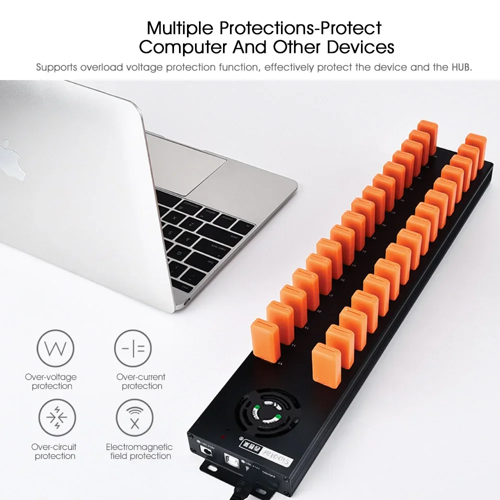Sipolar powered usb 2.0 hub 32 port aluminum ROHS charger for mobile phone tablet A-832 image 3