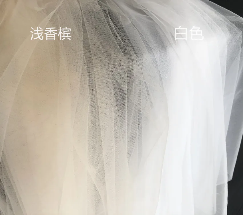 Photo Studio Light Champagne Medium Hard Mesh Bridal Style Organza  Plain Surface Draping Fabric for Wedding Dress Fabric