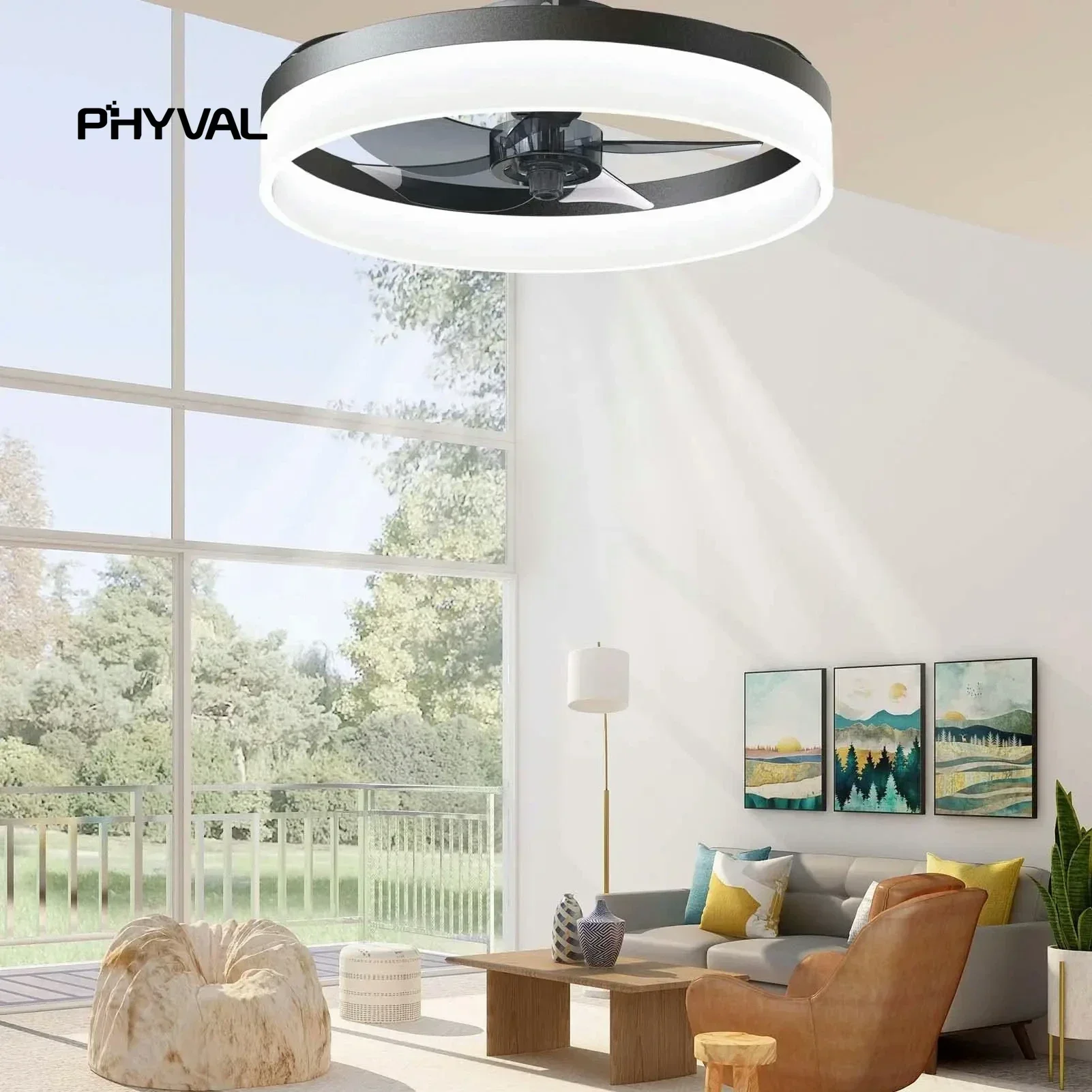 Nordic Ceiling Fan Light Intelligent Remote Control 5 Blade Function Fan Ceiling Light For Bedroom Lobby Apartment Dining Room