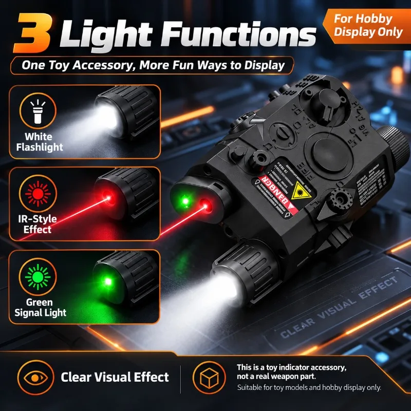 Hobby Model Indicator Spare Component PEQ15, Multi‑functional Box Light Compatible with 20mm Rail System