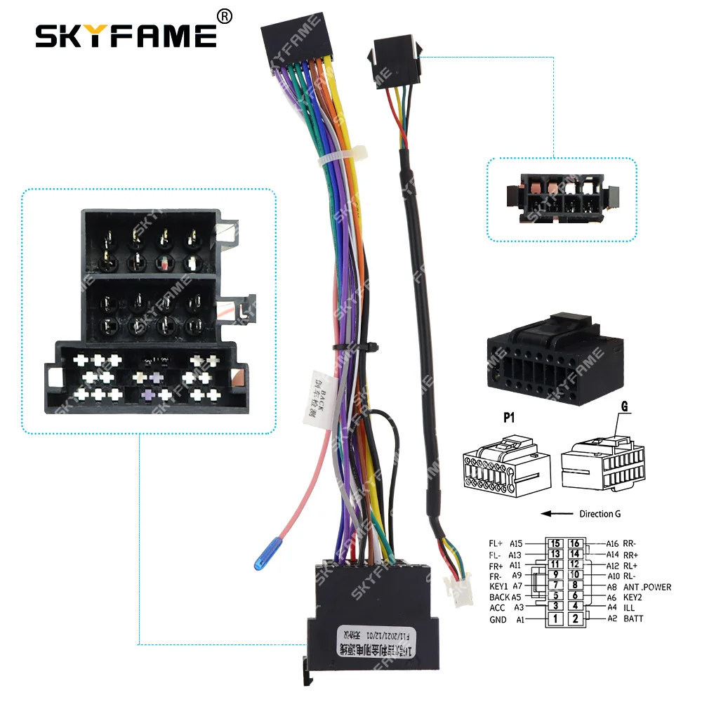SKYFAME Car 16pin Wiring Harness Adapter For Geely Vision Yuanjing Jingang 2016 Android Radio Power Cable