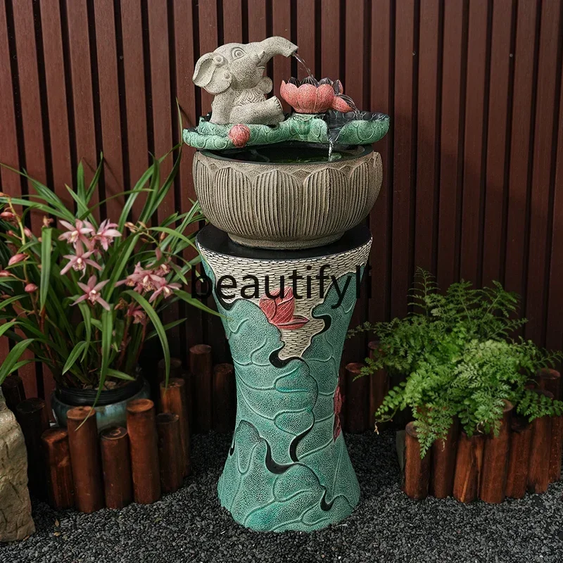 LXElephant running water ornament circulating water indoor office water system landscape fish tank small fish pond at homeSSS