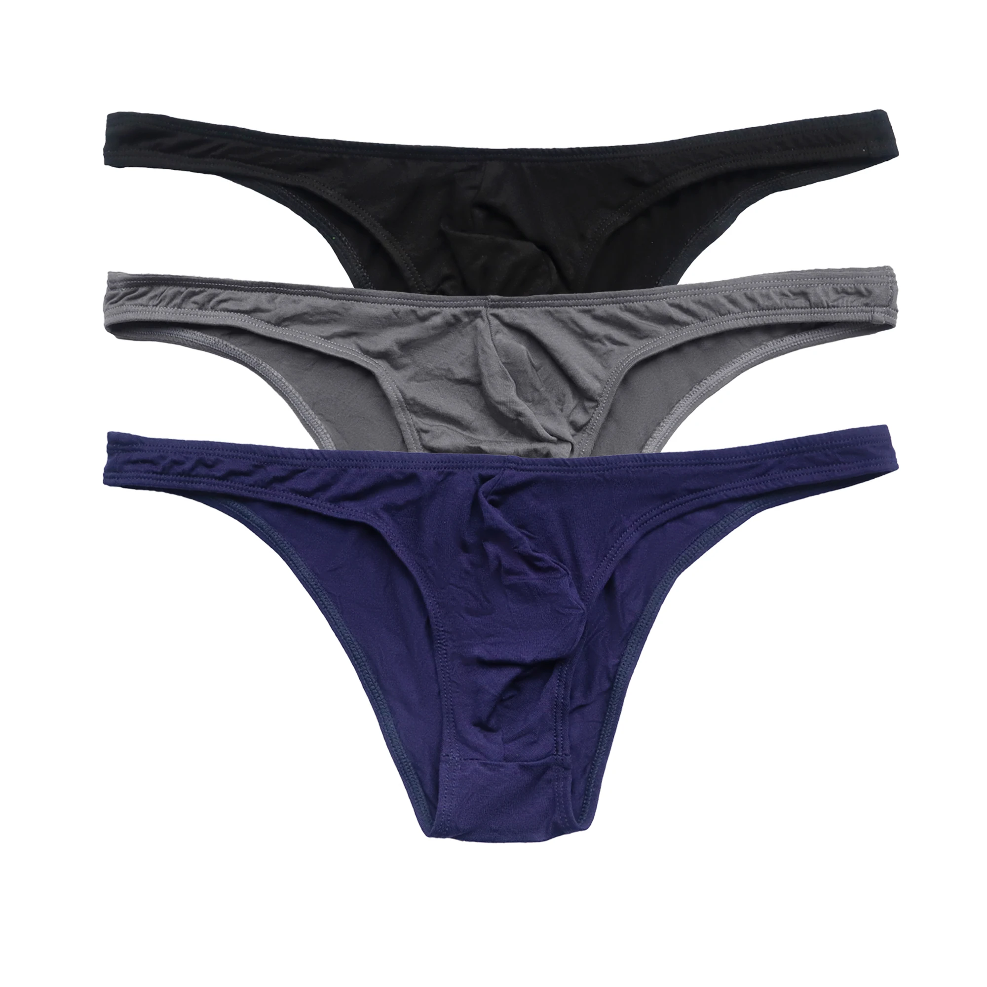 3-قطعة بلون الملابس الداخلية مجموعة الرجال مريحة ملابس داخلية جيدة التهوية ثونغ على شكل حرف U نفخ حقيبة مثير مثلث الملابس الداخلية