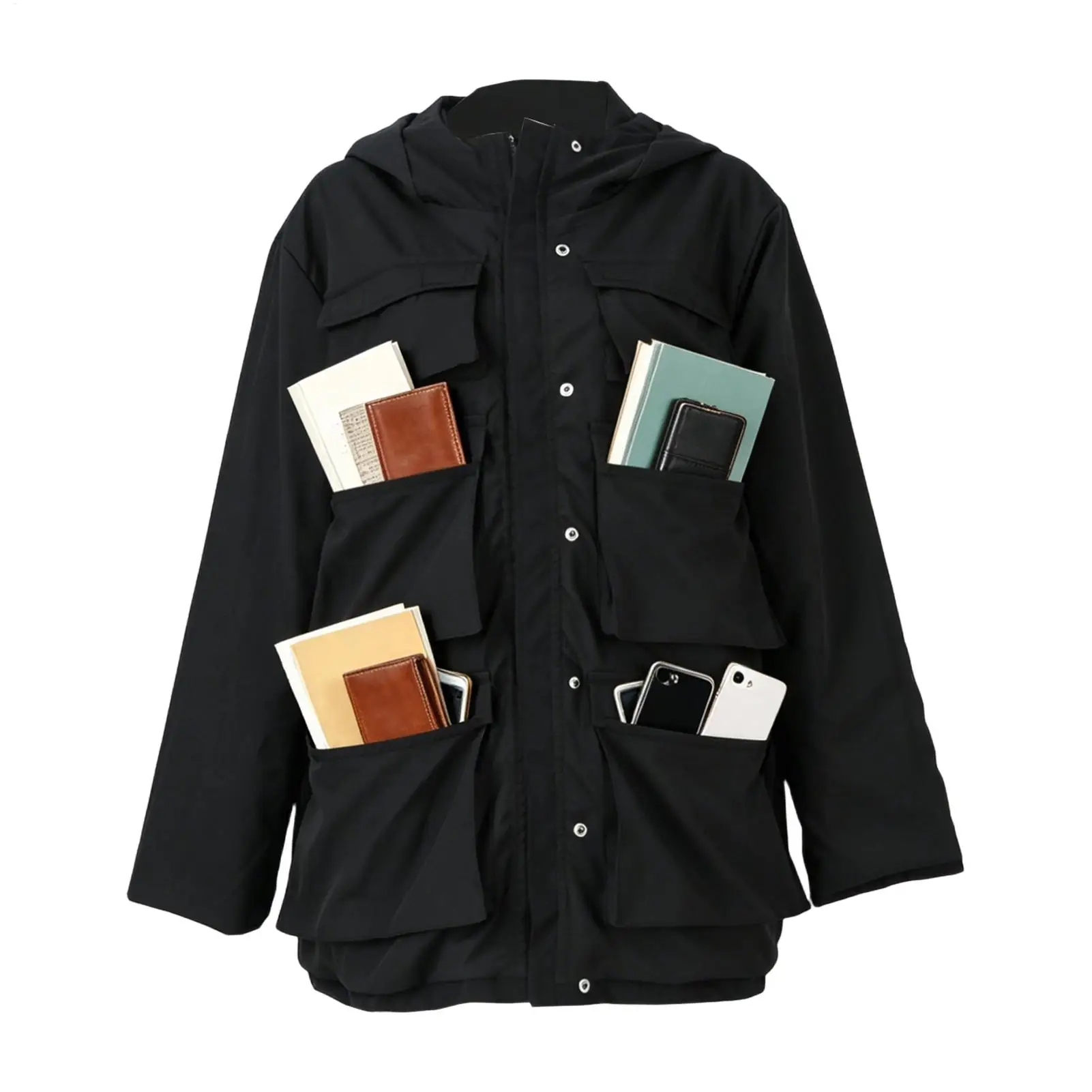 Travel Jacket with Hiddening Pockets 16 Pockets Zipper Portable Lightweight Travel Coat for 14lbs Clothes Airplane Camping