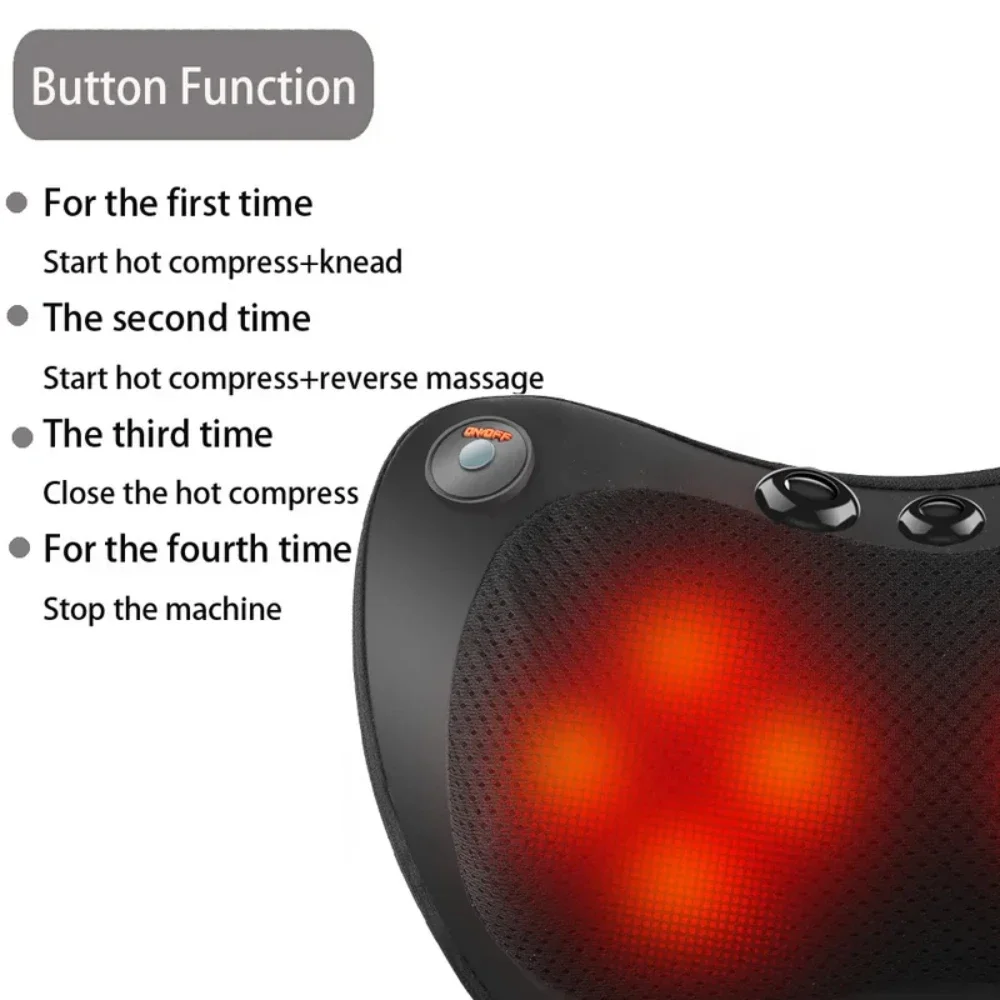 Cuscino per massaggio magnetico Cuscino per massaggio con riscaldamento elettrico intelligente Cuscino per massaggiatore multifunzione per auto e